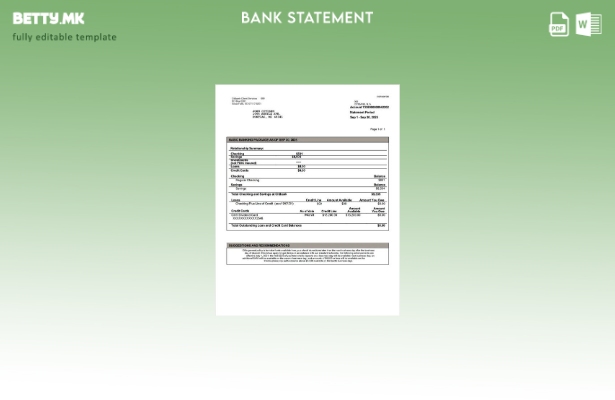 Шаблон за верзија на Word во модерен стил на USA Citibank за извод